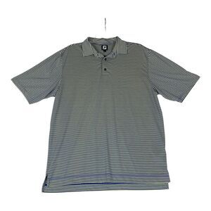 Footjoy Shirt Mens XL‎ Polo Blue Yellow Striped Golf ACC Athens Georgia Golfing